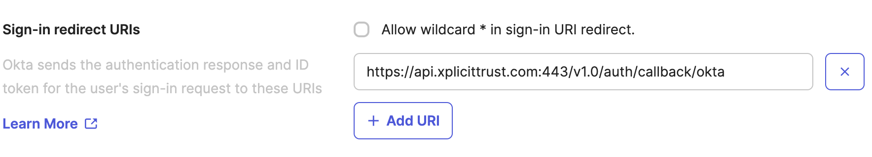 Redirect URLs section